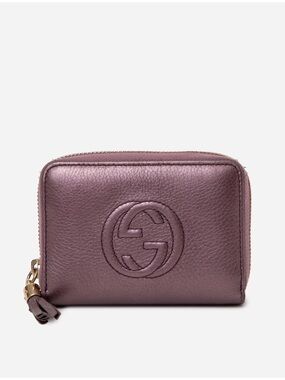 Gucci Vitello Range Soho Compact Disco Zip Around Wallet Purple
